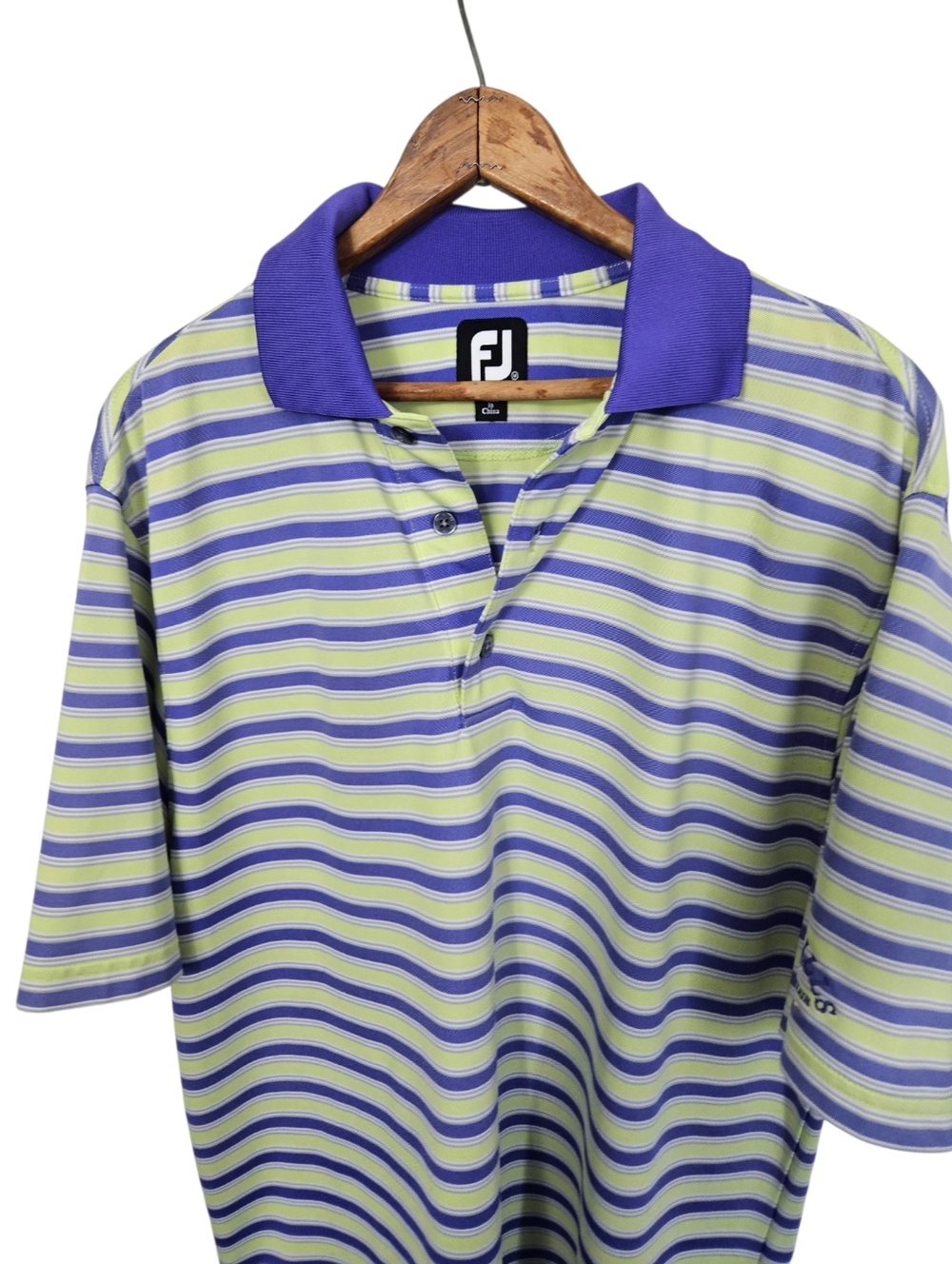 FootJoy Purple and Lime Striped Polo Shirt